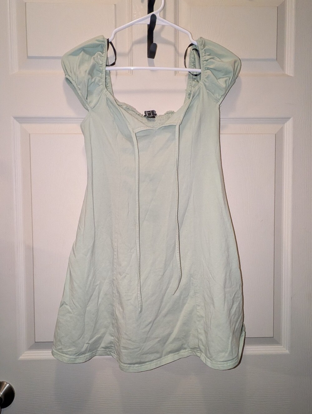 Forever 21 Light Mint Green Puff Sleeve Mini Dress